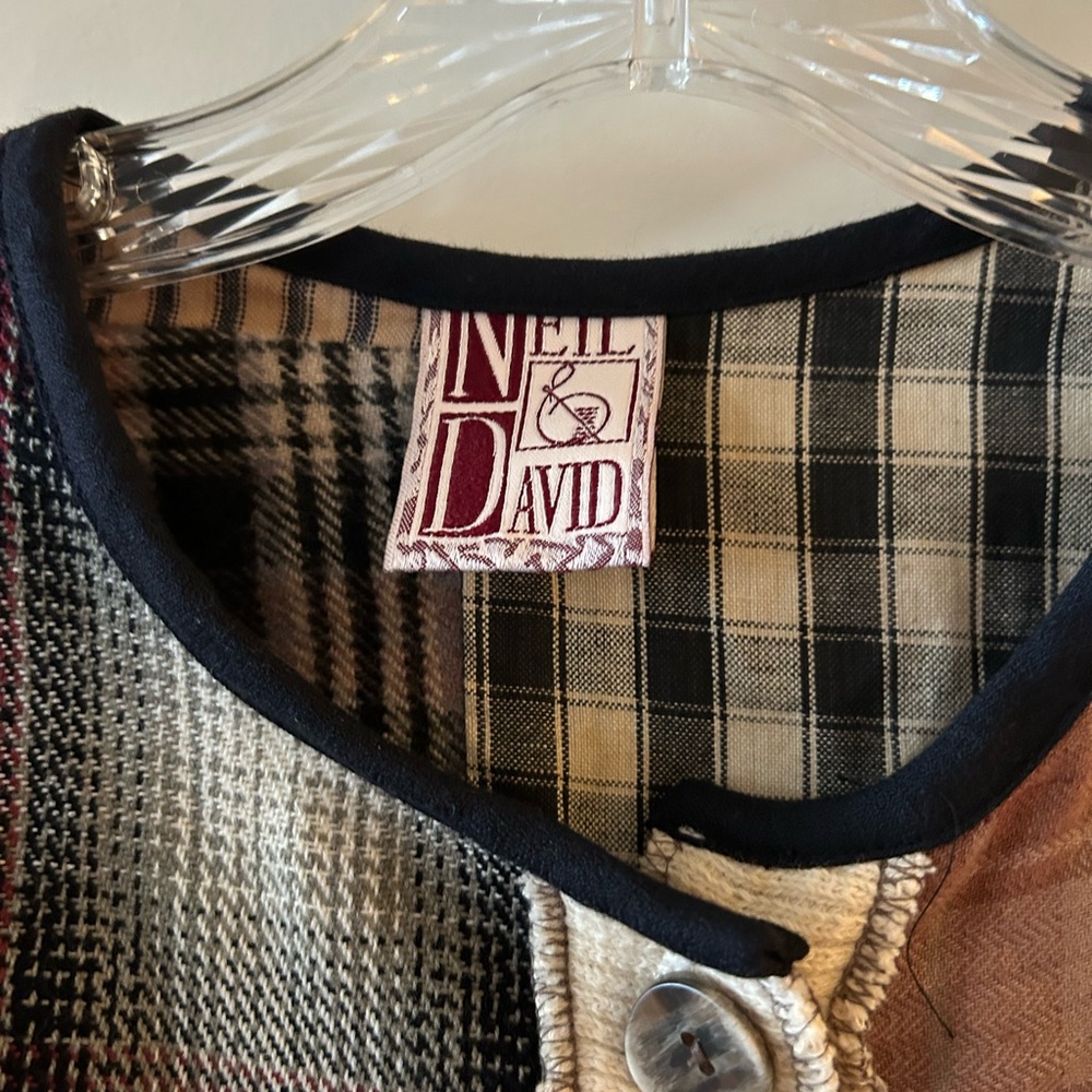 Neil & David Patchwork Plaid Button-Up Shirt. S - image 3